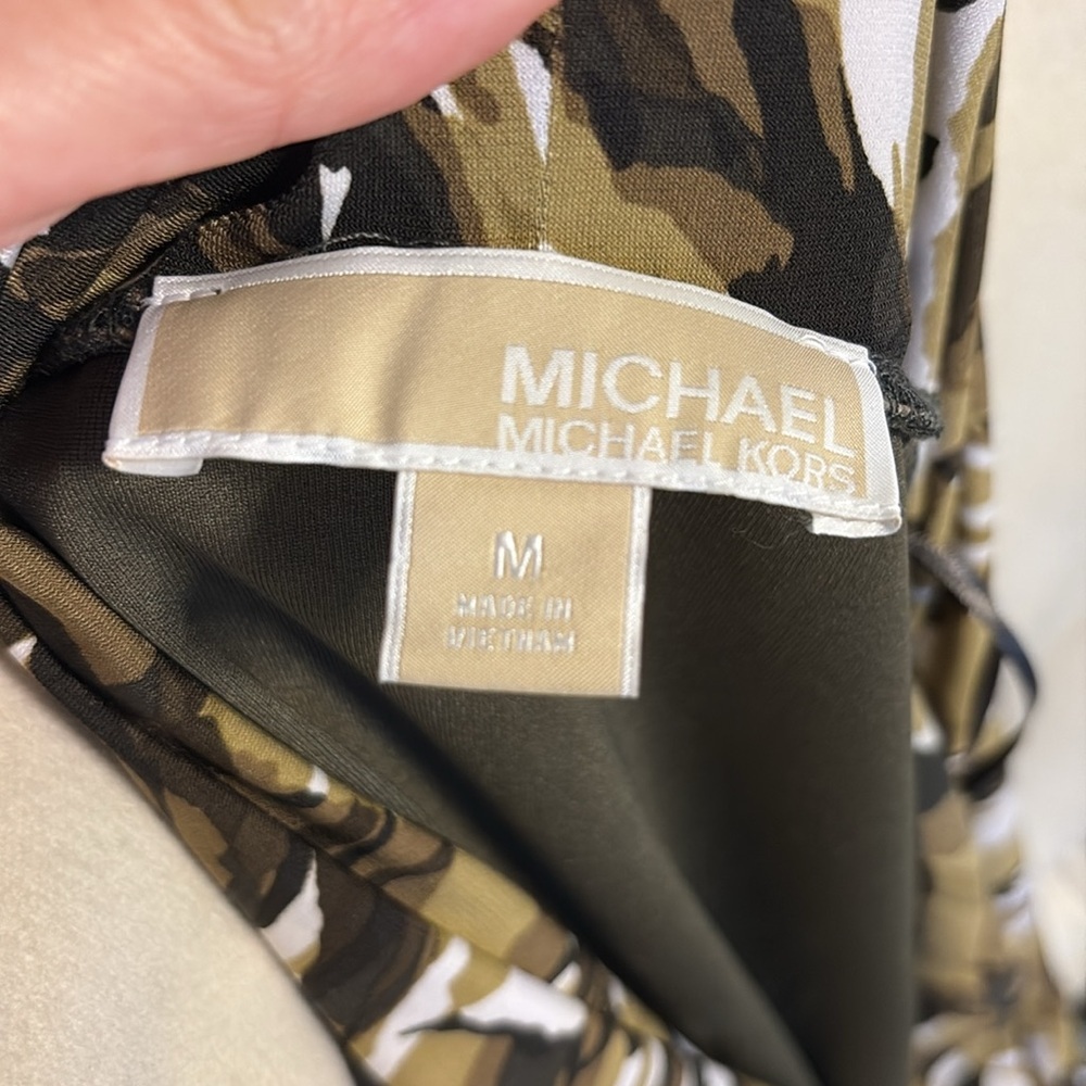 Michael Kors women’s camo green print jersey mini dress sleeveless cowl neck Med - Picture 6 of 13